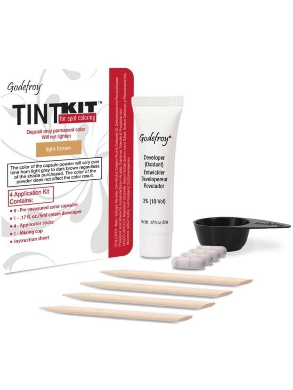Light Brown Hair Color Tint Kit - 4 Applications for Hairline, Beard & Mustache